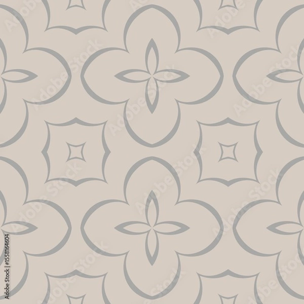 Fototapeta Soft pastel tones form a seamless pattern with a floral and geometric design, creating a harmonious and calming visual. Rounded and pointed elements repeat, giving a sense of symmetry and balance.