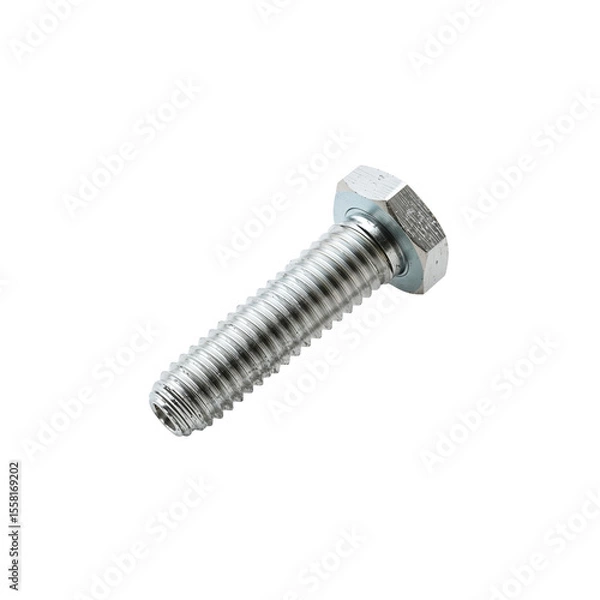 Fototapeta Metal bolt with hexagonal head and threaded shaft in close-up  