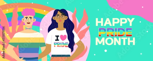 Fototapeta Pride celebration promoting inclusivity and diversity. Vector illustration