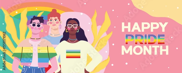 Fototapeta Pride celebration promoting inclusivity and diversity. Vector illustration