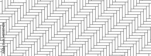 Obraz Tile herringbone structure with floor alignment. Seamless pattern with clean texture design. Suitable for surfaces, maps, or UI. Vector illustration.