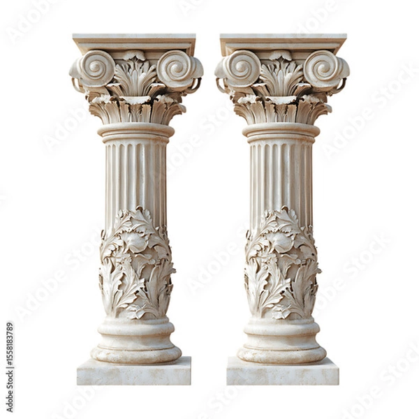 Obraz Elegant Pair of Ornate Corinthian Columns Architectural Design Inspiration