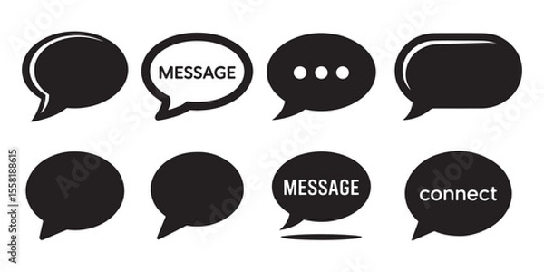 Fototapeta Black speech bubbles with text and dots talk message