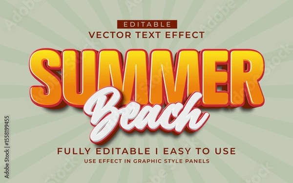 Fototapeta 3d editable summer text effect typography style template