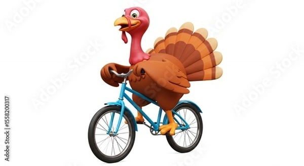 Obraz Turkey riding bicycle illustration