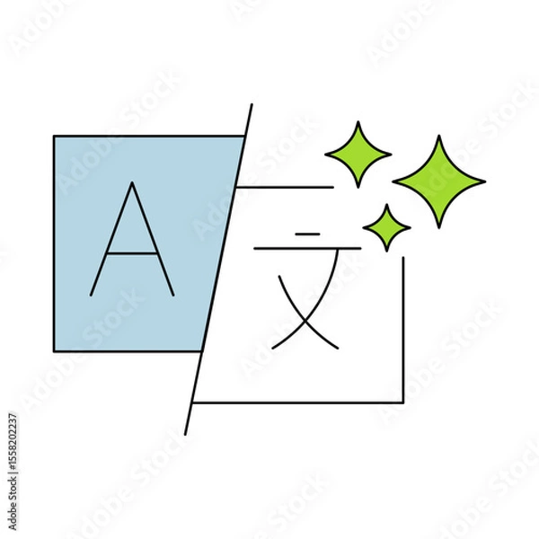 Fototapeta AI Generated Translation icon. Language symbols with A and X. Multilingual Translation, AI-Powered Language Tools, Cross-Language Communication. Vector illustration.