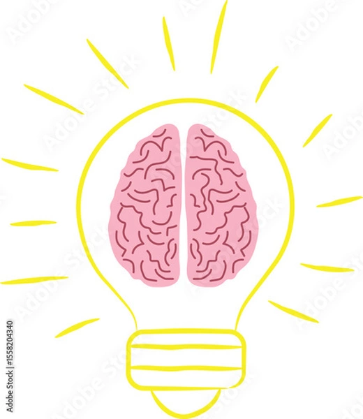 Fototapeta Bursting Brightness: Illuminated Brain within a Lightbulb