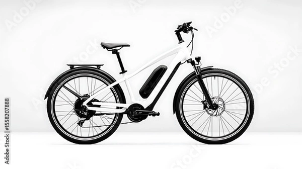Fototapeta Modern Electric Bicycle with Sleek Design on Minimalistic White Background