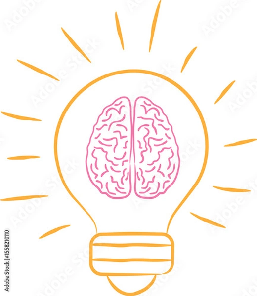 Fototapeta Bright Idea: Brain in an Illuminated Light Bulb
