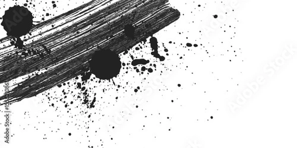 Fototapeta Black brush stroke isolated on white background. Ink abstract stroke. Watercolor brush stroke. eps10 vector