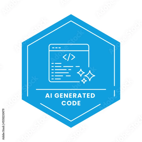Fototapeta AI Generated Code Vector Icon. Code Brackets with Text. Automated Programming, AI-Powered Code Generation, Smart Development, Software Solutions, Digital Code Creation.