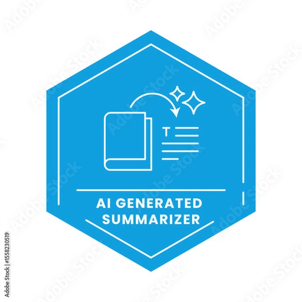 Fototapeta AI Summarizer Vector Icon. Open Book with Text and Arrows. Automated Text Summarization, Content Condensation, AI-Powered Writing Tools, Smart Writing Solutions.
