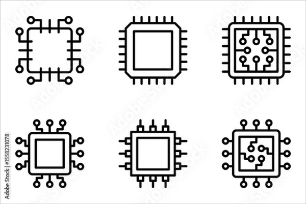 Fototapeta processor icon set, micro chip processor icon vector element design template web, vector illustration on white background