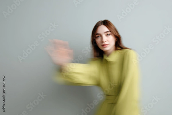 Obraz dynamic portrait of person with random emotion positioned on left side of frame