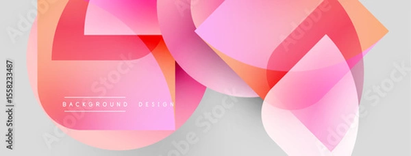 Fototapeta Abstract flowing shapes, pinks, reds, whites over gray backdrop. Modern design element, dynamic composition, soft gradients present.