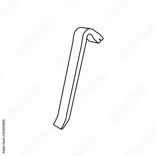 Fototapeta The outline of a large crowbar symbol is made with black lines. 3D view of the object in perspective. Vector illustration on white background