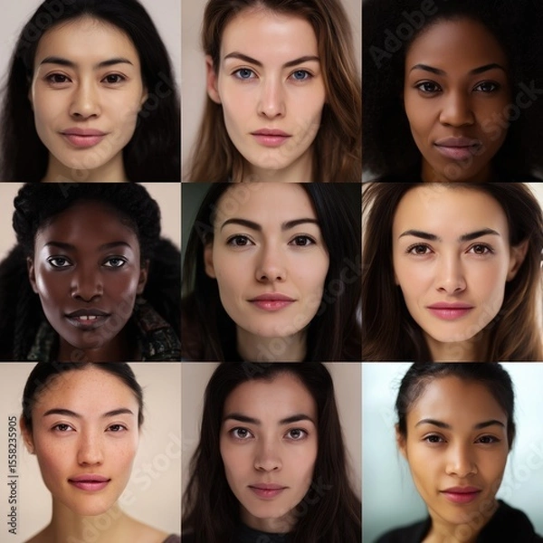 Fototapeta Model business with diverse individuals. Casting of fashion models and their portfolio. Mixed