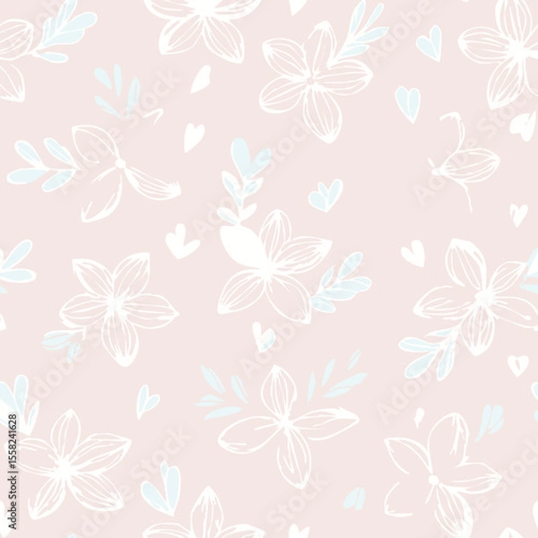 Obraz Floral Seamless Pattern – Elegant Botanical Background Design