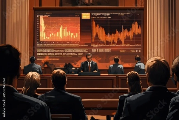 Obraz Digital Presentation in Courtroom with High Fidelity Screens Displaying Data and Graphs