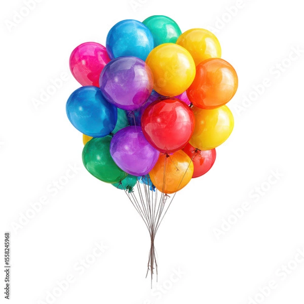 Fototapeta Colorful and Cheerful Party Balloons Floating Together in a Bright and Joyful Celebration Scene