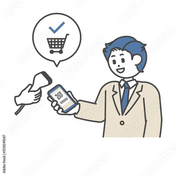 Fototapeta バーコード決済をするスーツ姿の男性