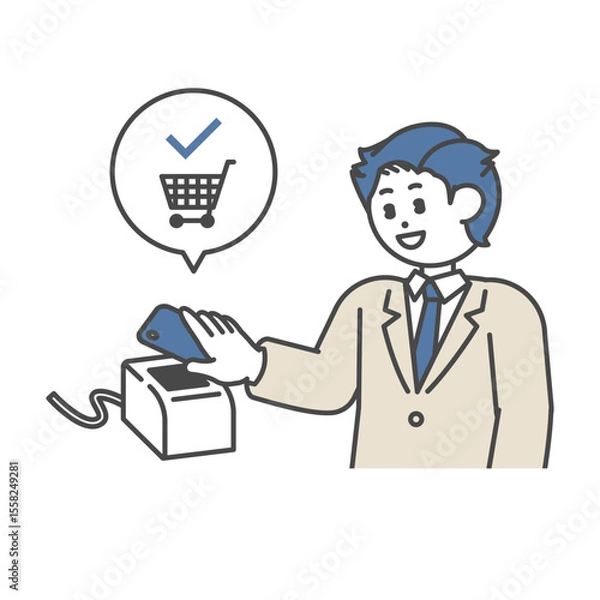 Fototapeta バーコード決済をするスーツ姿の男性