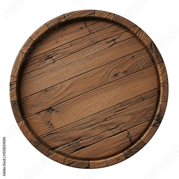Obraz A circular, rustic wooden surface featuring natural grain and texture, ideal for backgrounds, product displays, or vintage design elements.