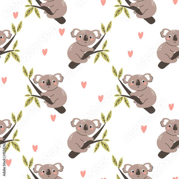 Obraz Cute koala on branch background
