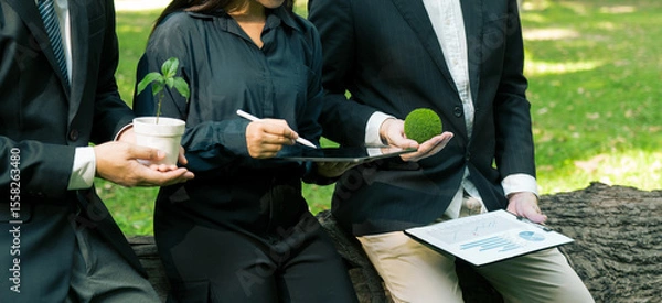 Fototapeta Businessman is analyzing about the environment and is concerned about global warming.