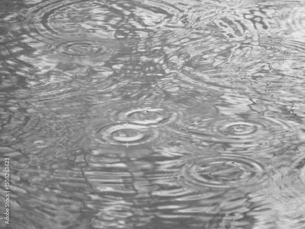 Fototapeta Close-up of raindrops falling into water
