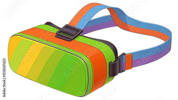 Obraz 3D illustration Colorful virtual reality headset with a strap.