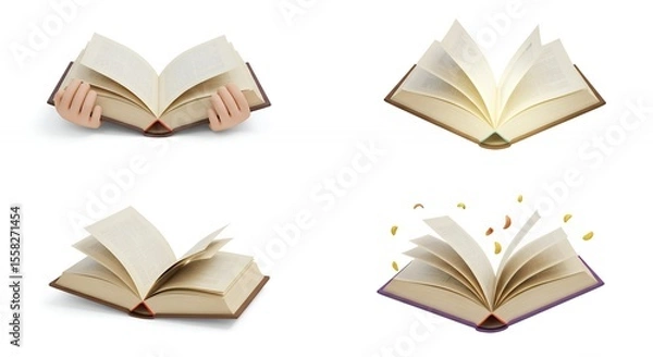 Fototapeta Open book images set with different page effects