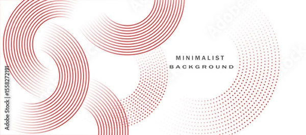 Fototapeta Minimalist design Abstract white background with red circle lines. Digital future technology concept. Vector illustration