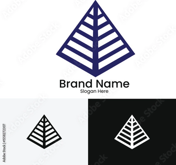 Fototapeta Modern abstract geometric pyramid logo design for business and branding