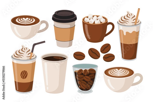 Obraz coffee vector set clipart design.