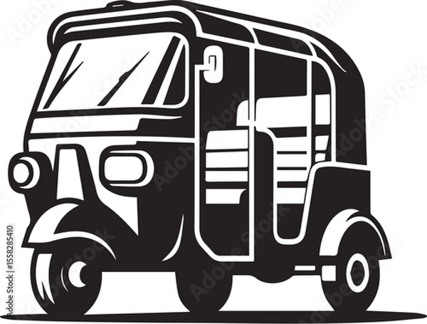 Fototapeta Auto rickshaw vector illustration isolated on a white background