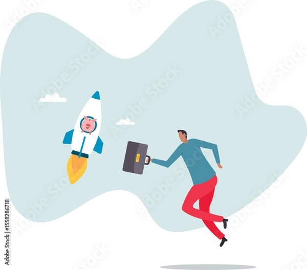 Obraz Boost saving and get higher return, solution to fix personal finance problem, pay for loan, mortgage and tax or best pension funds.character for design.