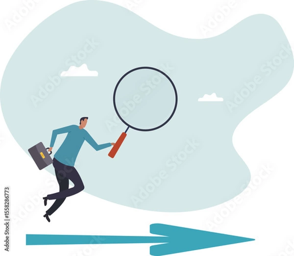 Obraz Searching for business direction, strategy or discover business opportunity or solution for work difficulty.character for design.