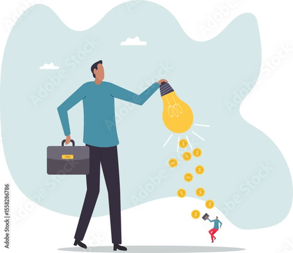 Obraz Idea to make money, financial innovation or business or investment ideas, earning or profit from creativity.character for design.