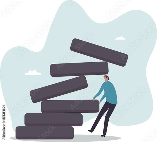 Obraz Investment risk, failure or mistake for greedy decision, business strategy to be careful and balance on instability and uncertainty .character for design.