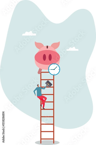 Obraz Time is money, people pay money to buy time that most important for success in financial goals.character for design.