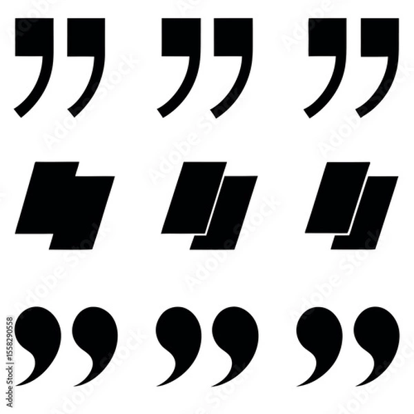 Fototapeta Bold Black Quotation Marks and Dashes: Graphic Design Elements