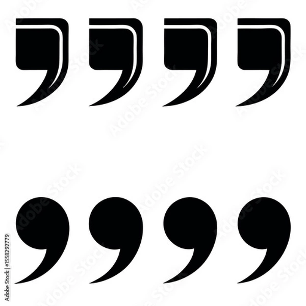 Fototapeta Bold Black Quotation Marks: Graphic Design Elements Set for Text
