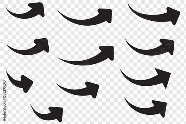 Obraz Curved arrow icons. curved arrows set. arrow symbol collection. vector