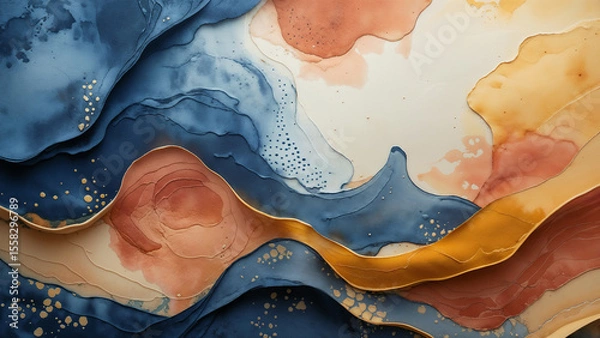 Fototapeta Soft watercolor batik dreamscape with flowing lines, vivid hues, and abstract cultural elegance.