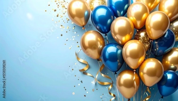 Obraz Festive balloons on a light blue background