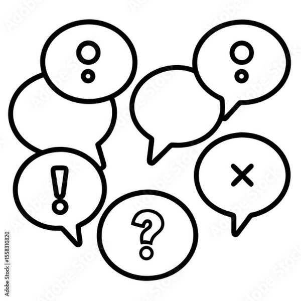 Fototapeta Abstract Communication Icons: Question, Exclamation, and X Marks in Speech Bubbles
