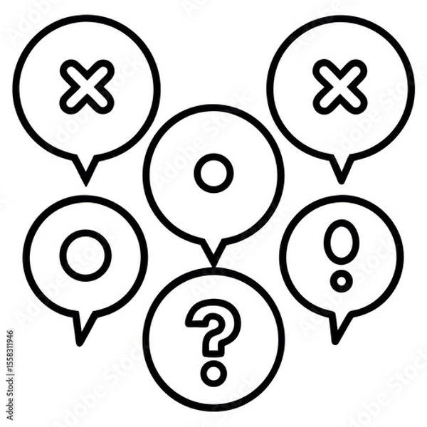 Fototapeta Decision Making Process:  Question Mark,  Correct, Incorrect Symbols
