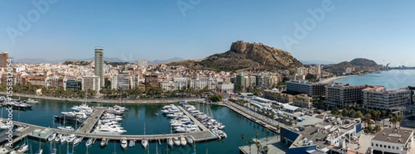Fototapeta Aerial panoramic view at Alicante waterfront