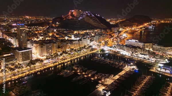 Fototapeta Aerial panoramic view at Alicante waterfront